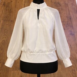 7th Avenue Ivory Keyhole Long-Sleeve Blouse